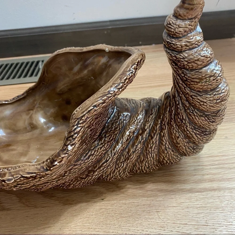 Vintage Ceramic Cornucopia Brown Thanksgiving Fall Decoration
